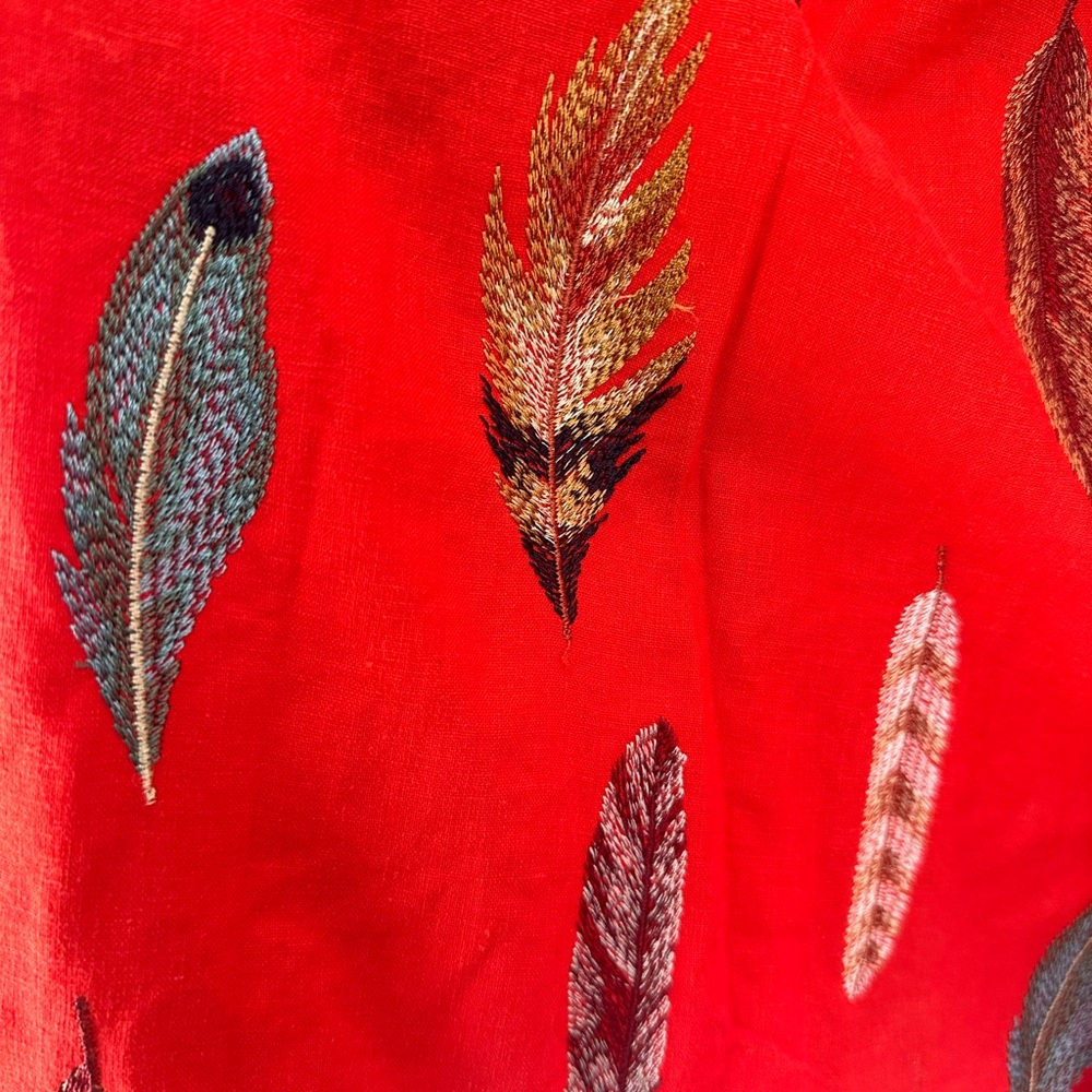 FARM Rio Red Feather Print Jacket / Kimono / Robe - Picture 5 of 6